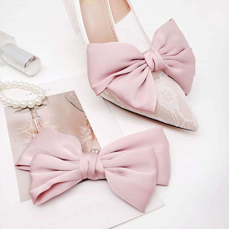 2 Pcs Satin Bow Shoe Clips Removable Solid Color Shoe Clips Elegant Wedding Party Shoe Buckles Bags Clothing Hair Accessories - Image 6