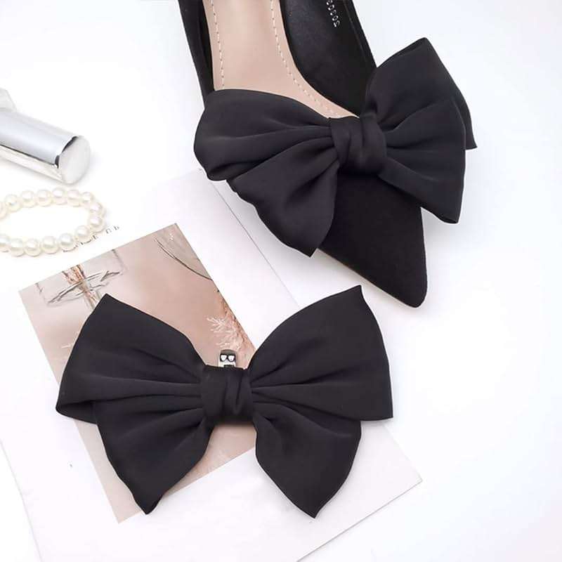 2 Pcs Satin Bow Shoe Clips Removable Solid Color Shoe Clips Elegant Wedding Party Shoe Buckles Bags Clothing Hair Accessories - Image 8