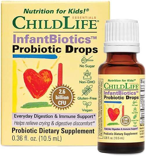 CHILDLIFE ESSENTIALS InfantBiotics - Baby Probiotic Drops, Infant & Toddler Probiotic, Baby Constipation Relief, Gas Drops for Newborns, Gastrointestinal Health, Vegan, Non-GMO - 0.36 Fl Oz - Image 1