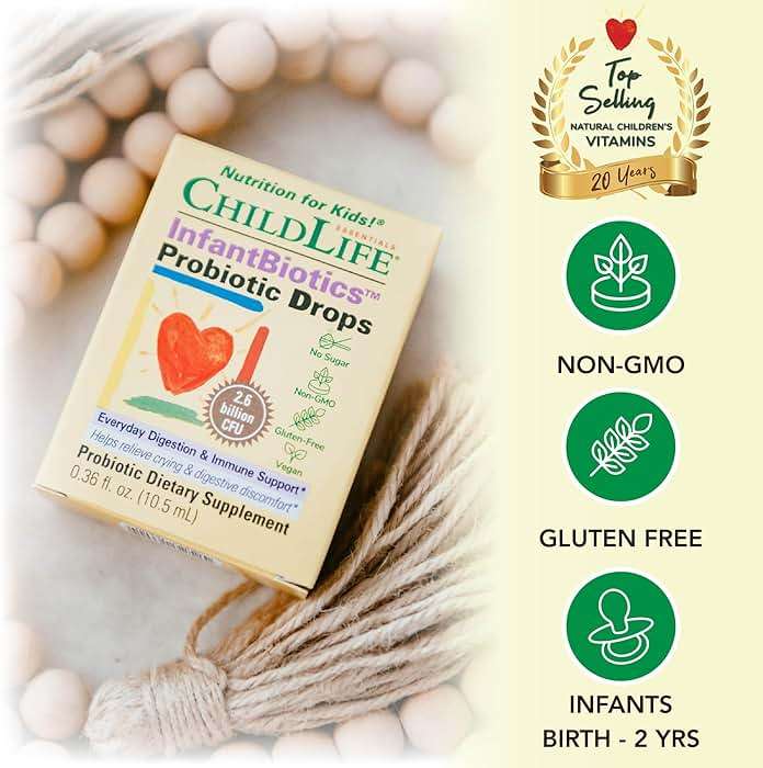 CHILDLIFE ESSENTIALS InfantBiotics - Baby Probiotic Drops, Infant & Toddler Probiotic, Baby Constipation Relief, Gas Drops for Newborns, Gastrointestinal Health, Vegan, Non-GMO - 0.36 Fl Oz - Image 4