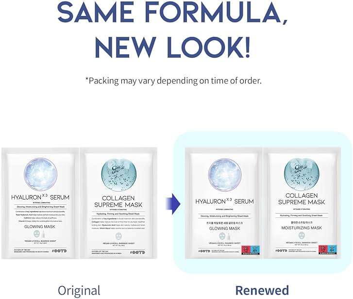 #OOTD Hydrating Soothing Sheet Masks Gift Set, Korean Vegan Facial Masks for Dry Sensitive Skin, Calming & Nourishing with Collagen, Ceramide, Cica (30-Count) - Image 2
