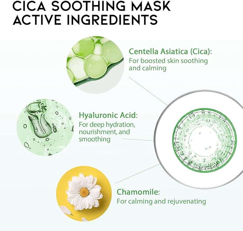 #OOTD Hydrating Soothing Sheet Masks Gift Set, Korean Vegan Facial Masks for Dry Sensitive Skin, Calming & Nourishing with Collagen, Ceramide, Cica (30-Count) - Image 5