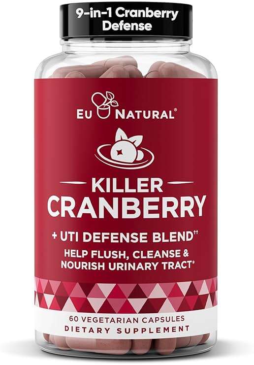 10-In-1 Killer Cranberry Pills for Women - UTI Defense Blend with Pacran Cranberry - 10 Ingredient Urinary Tract Supplement - Turmeric, Milk Thistle, Dandelion, Ginger & More - 60 Fast-Acting Capsules - Image 1