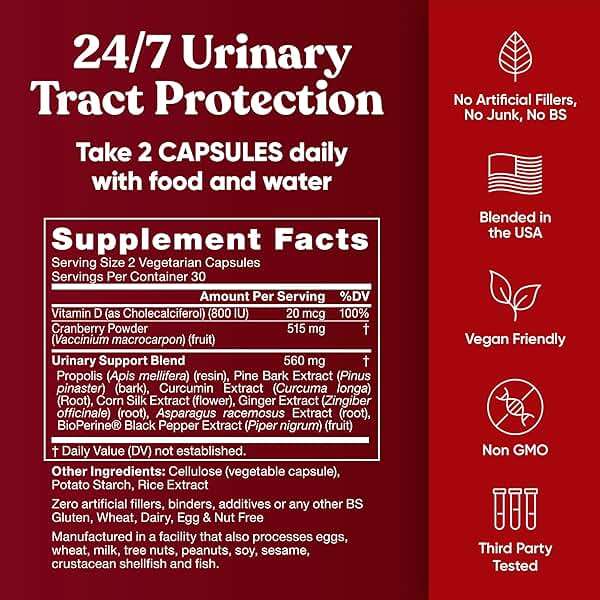 10-In-1 Killer Cranberry Pills for Women - UTI Defense Blend with Pacran Cranberry - 10 Ingredient Urinary Tract Supplement - Turmeric, Milk Thistle, Dandelion, Ginger & More - 60 Fast-Acting Capsules - Image 7