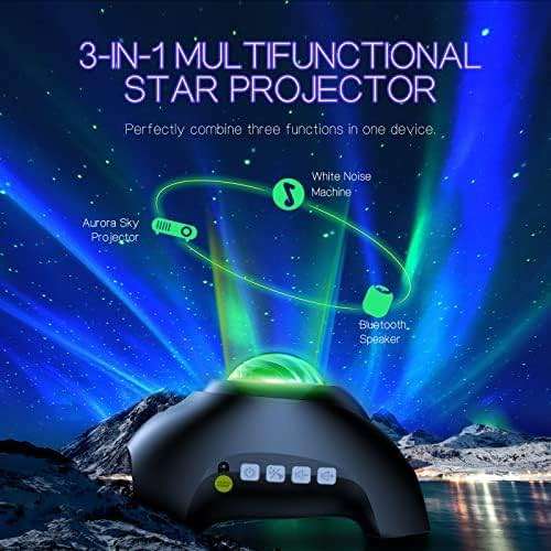 Northern Galaxy Light Aurora Projector with 33 Light Effects, LED Star Projector for Bedroom Nebula Lamp, Remote Control, White Noises, Bluetooth Speaker for Parties - Image 6