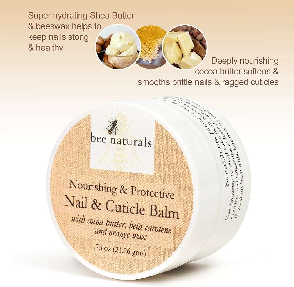 Bee Naturals Nail & Cuticle Balm - Cocoa Butter & Beta Carotene Blend for Strong, Smooth Nails - luscious natural tangerine fragance Shea Butter & Beeswax Cruelty-Free Nail Care - Image 2
