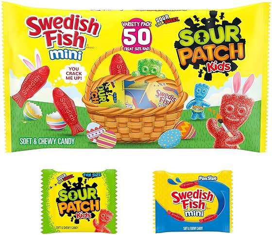 SOUR PATCH KIDS and SWEDISH FISH Mini Soft & Chewy Easter Candy Variety Pack, Bulk Candy, 50 Snack Packs - Image 3