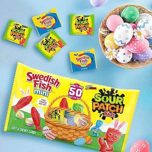 SOUR PATCH KIDS and SWEDISH FISH Mini Soft & Chewy Easter Candy Variety Pack, Bulk Candy, 50 Snack Packs - Image 6