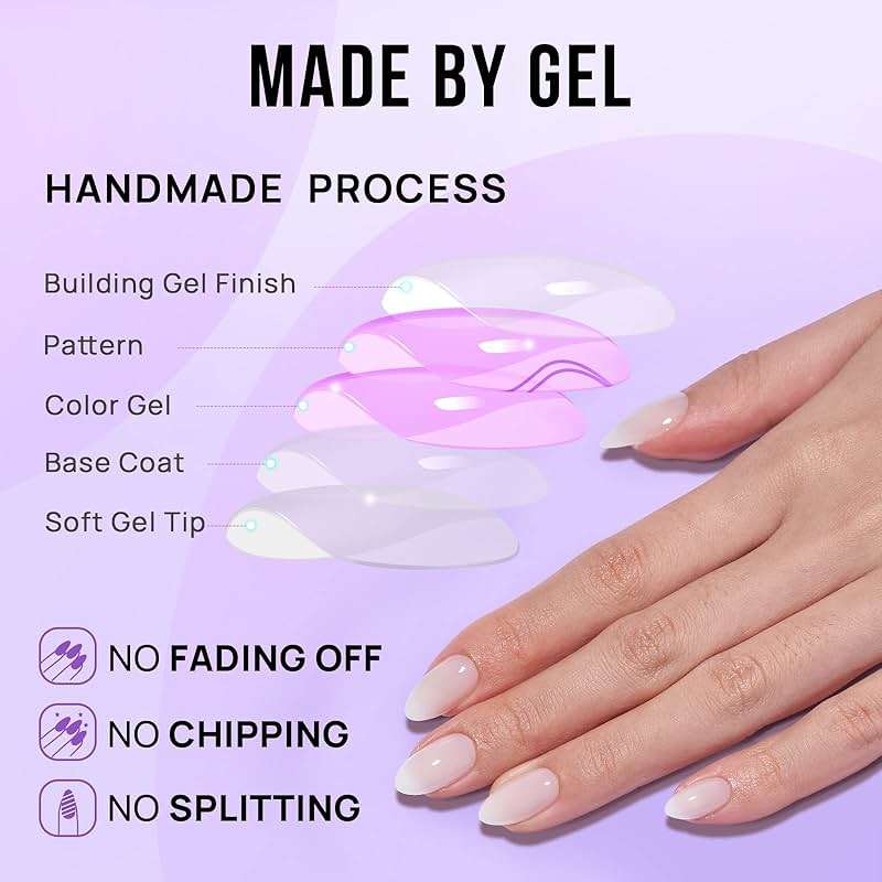 BTArtbox White Press On Nails Short - Soft Gel Press on Nails Almond, White Glue on Nails with Nail Glue, Reusable Stick on Nails in 16 Sizes, Cream Puff - Image 4