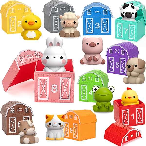 Learning Toys for 1,2,3 Year Old Toddlers, 20Pcs Farm Animals Toys Montessori Counting, Matching & Sorting Fine Motor Games, Christmas Birthday Easter Gift for Baby Boys Girls Age 12-18 Months - Image 1