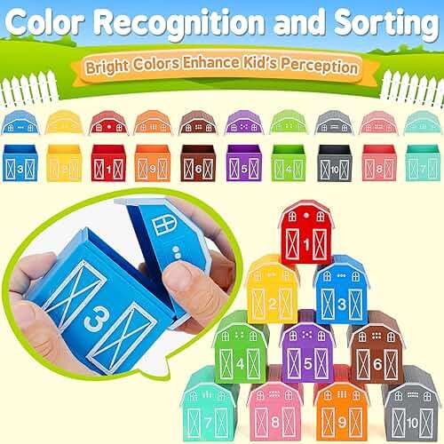 Learning Toys for 1,2,3 Year Old Toddlers, 20Pcs Farm Animals Toys Montessori Counting, Matching & Sorting Fine Motor Games, Christmas Birthday Easter Gift for Baby Boys Girls Age 12-18 Months - Image 3