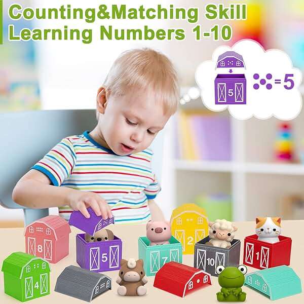 Learning Toys for 1,2,3 Year Old Toddlers, 20Pcs Farm Animals Toys Montessori Counting, Matching & Sorting Fine Motor Games, Christmas Birthday Easter Gift for Baby Boys Girls Age 12-18 Months - Image 6