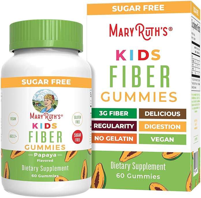 MARYRUTH'S Fiber Gummies for Kids | 2 Month Supply | Sugar Free | Kids Fiber Gummies Ages 4+ | Soluble Fiber Supplement | Gut Health & Digestion Support | 3g Fiber per Gummy | Vegan | 60 Count - Image 1