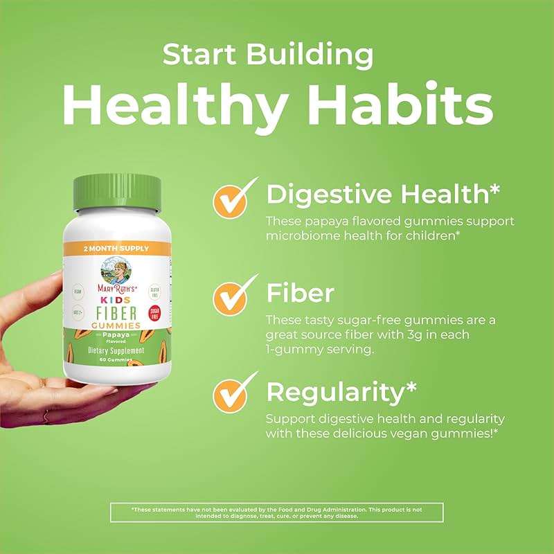 MARYRUTH'S Fiber Gummies for Kids | 2 Month Supply | Sugar Free | Kids Fiber Gummies Ages 4+ | Soluble Fiber Supplement | Gut Health & Digestion Support | 3g Fiber per Gummy | Vegan | 60 Count - Image 5