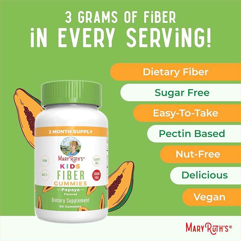 MARYRUTH'S Fiber Gummies for Kids | 2 Month Supply | Sugar Free | Kids Fiber Gummies Ages 4+ | Soluble Fiber Supplement | Gut Health & Digestion Support | 3g Fiber per Gummy | Vegan | 60 Count - Image 7