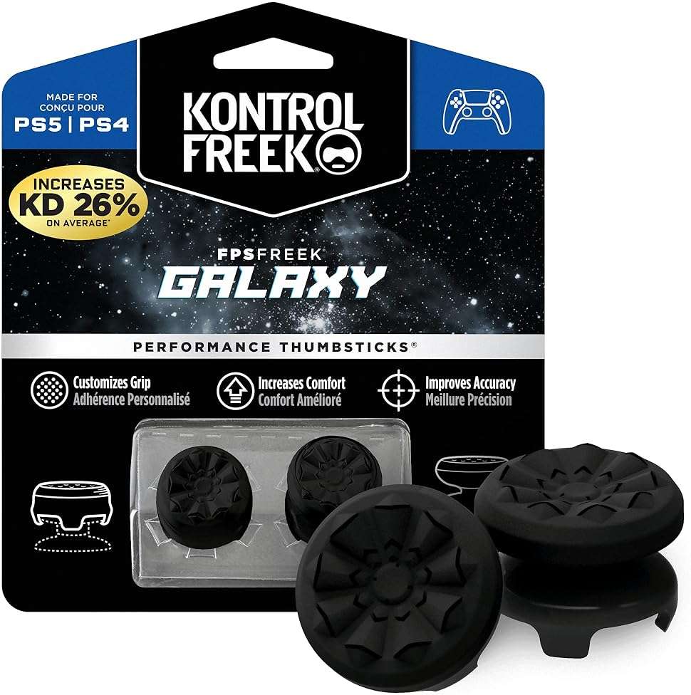 KontrolFreek FPS Freek Galaxy Black for PlayStation 4 (PS4) and PlayStation 5 (PS5) | Performance Thumbsticks | 1 High-Rise, 1 Mid-Rise | Black (Limited Edition) - Image 1