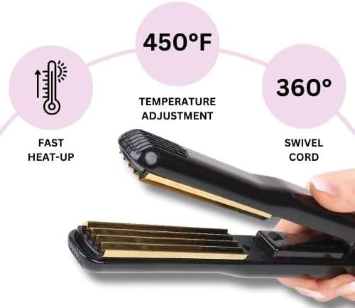 Aria Beauty Titanium Texturing Crimper - Hair Crimper Iron for 90's Inspired Volume and Shine - Crimping Tool with Adjustable Heat up to 450 F - 1 pc - Image 3