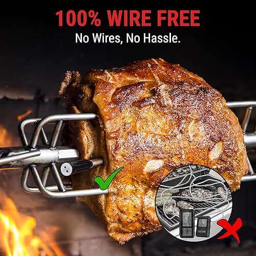 ThermoPro TempSpike 500 ft Wireless Meat Thermometer Digital, Bluetooth Meat Thermometer Wrieless for Beef Lamb Chicken Turkey, Smoker Acccessories for Rotisserie Sous Vide BBQ Oven Air Fryer - Image 3