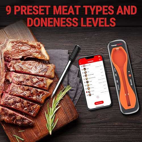 ThermoPro TempSpike 500 ft Wireless Meat Thermometer Digital, Bluetooth Meat Thermometer Wrieless for Beef Lamb Chicken Turkey, Smoker Acccessories for Rotisserie Sous Vide BBQ Oven Air Fryer - Image 7
