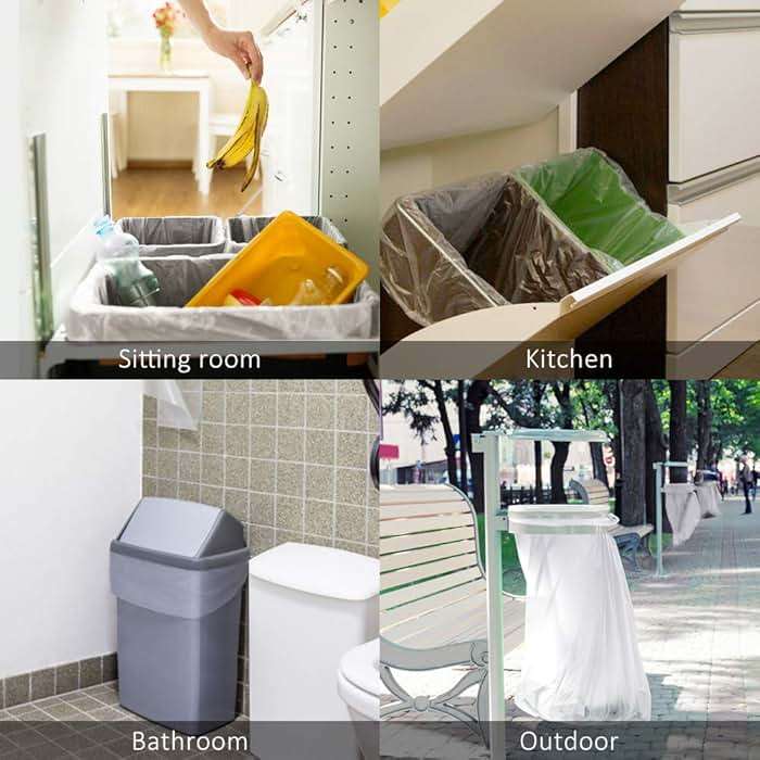 13 Gallon 60 Count Tall Kitchen Trash Bags 10 Gal 12 Gal 13 Gal fit 50 Liters Garbage Bags by Teivio, Waste Basket Bags,Bathroom Trash Can Bin Liners, Plastic Bags for home office kitchen, Clear - Image 5