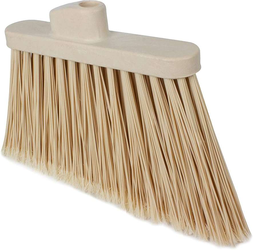 SPARTA Plastic Broom Head, Angled, Flagged for Small Debris Indoor, Outdoor, Home, Restaurant, Lobby, Office, 12 Inches, Tan - Image 2