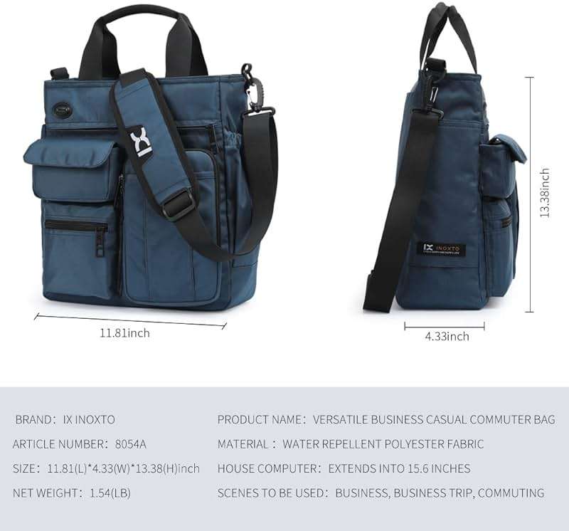IX INOXTO Mens Messenger Bag Laptop Shoulder Bag Computer Work Office Bag Waterproof Briefcases for Travel Work - Image 4