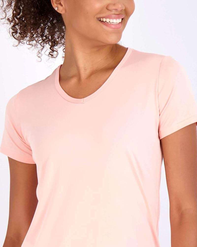 Real Essentials 5 Pack: Women's Dry-Fit Short Sleeve V Neck T Shirt Workout Fitness Yoga Top Tee (Available in Plus Size) - Image 3