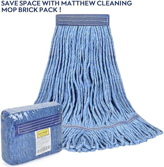 Matthew Cleaning Heavy Duty Mop Head Commercial Replacement for General and Floor Cleaning , Wet Industrial Blue Cotton Looped End String Head Refill (Pack of 3) Blue - Image 6