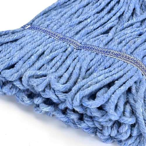 Matthew Cleaning Heavy Duty Mop Head Commercial Replacement for General and Floor Cleaning , Wet Industrial Blue Cotton Looped End String Head Refill (Pack of 3) Blue - Image 7