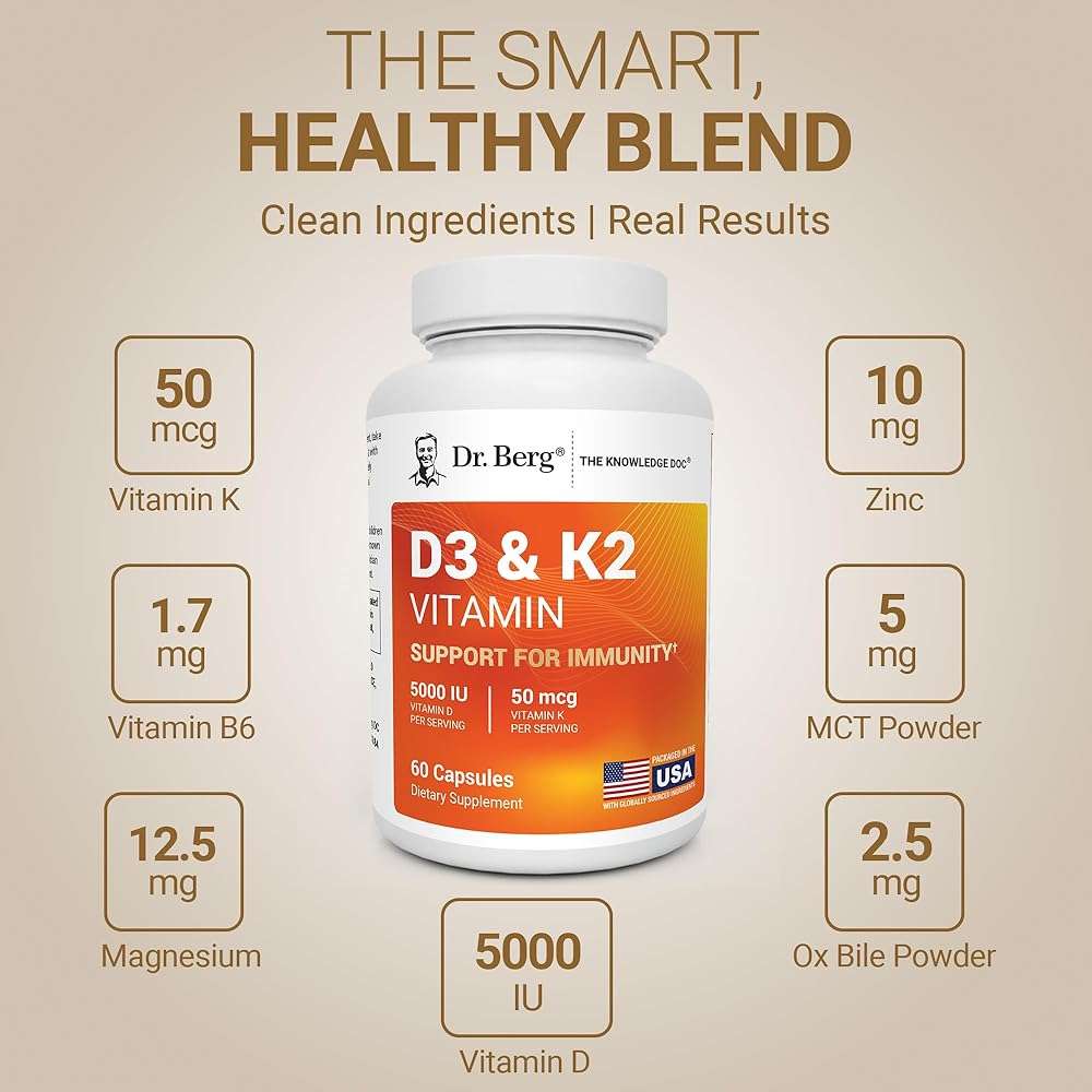 Dr. Berg Maximum Strength 7-in-1 Vitamin D3 K2 5000 IU | Naturally Derived D3 | 4X Lab-Tested & Verified | High Absorption Formula | K2 D3 Vitamin Supplement | 60 Capsules - Image 5