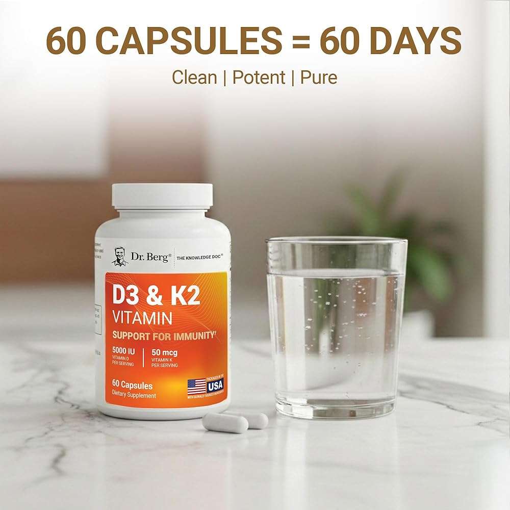 Dr. Berg Maximum Strength 7-in-1 Vitamin D3 K2 5000 IU | Naturally Derived D3 | 4X Lab-Tested & Verified | High Absorption Formula | K2 D3 Vitamin Supplement | 60 Capsules - Image 8