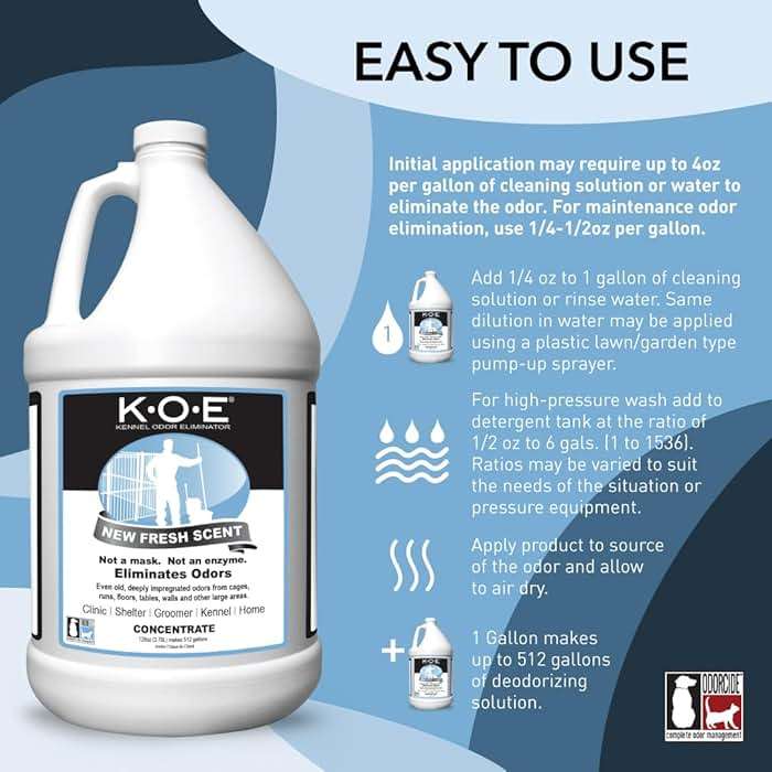 K.O.E. Fresh Scent Odor Eliminator Concentrate – For Strong Odor on Cages, Floor, & More – Non-Enzymatic For Home & Dog Kennel – Home & Pet Supplies (1 Gal) - Image 2