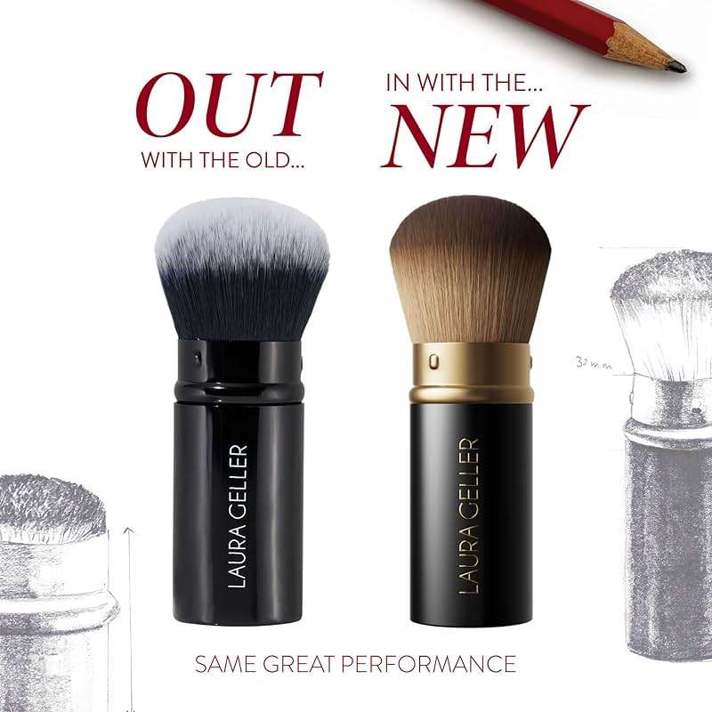 LAURA GELLER NEW YORK Baked Balance-N-Glow Illuminating Color Correcting Foundation - Porcelain - Retractable Airbrush Kabuki Brush (2 PC) - Image 7