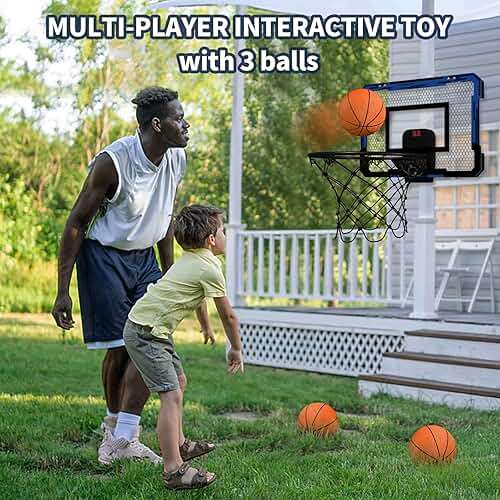 QDRAGON Mini Basketball Hoop, Over The Door Indoor, with 3 Balls/Inflator/Breakaway Rim, Basketball Toy Gifts for Kids and Adults, Suit for Bedroom/Office/Outdoor, Blue with Scoreboard - Image 8