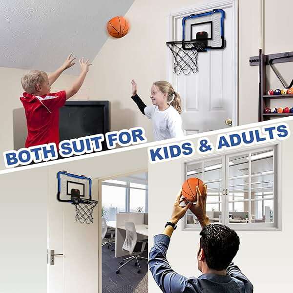 QDRAGON Mini Basketball Hoop, Over The Door Indoor, with 3 Balls/Inflator/Breakaway Rim, Basketball Toy Gifts for Kids and Adults, Suit for Bedroom/Office/Outdoor, Blue with Scoreboard - Image 9