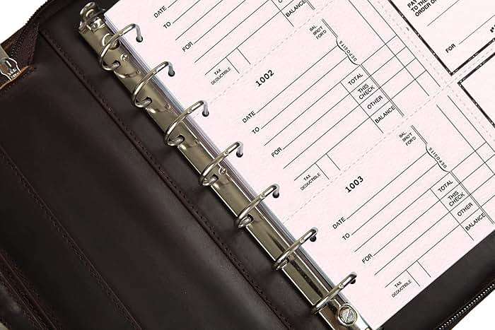 GZRHKJ Genuine Leather Business Check Binder, 7 Ring Checkbook Binder for Business Checks, Personalized Engraved Checkbooks, 600 Checks Capacity for 9 × 13 Inch Sheet (Dark Brown) - Image 8