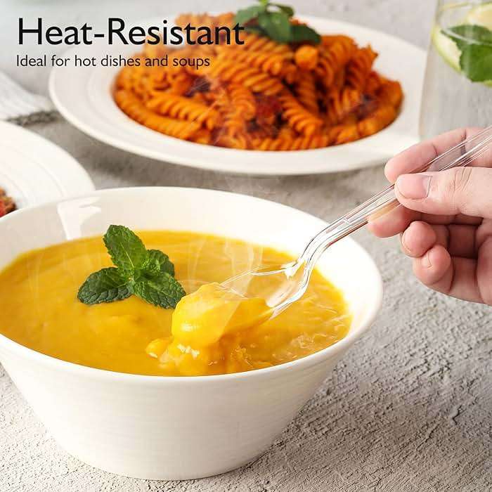 [100 Count] Clear Plastic Spoons Heavy Duty, Premium Disposable Spoons, Durable Plastic Cutlery for for Parties, Picnics, Big Event, Daily Use - Heat Resistant & BPA Free - Clear - Image 4