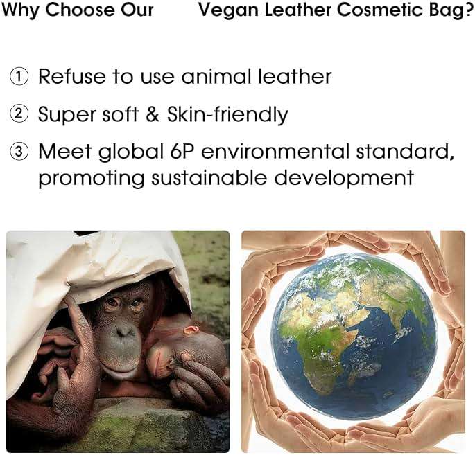 Wandering Nature Makeup Bag, Travel Make Up Organizer Cosmetic Brush Bags Case for Women in Vegan Leather, Sage Green, Patent Pending - Image 3