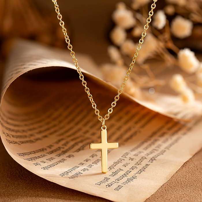 Moodear Cross Necklace for Women - 14K Gold Plated Gold Pendant Necklace, Dainty Simple Cross Jewelry, Trendy Gold Necklace for Women, Minimalist Faith Jewelry Gift - Image 6