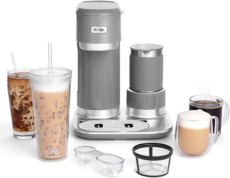 Mr. Coffee 4-in-1 Latte Lux Iced Hot Coffee Maker with Built-In Milk Frother Single-Serve 22 Ounces - Image 1