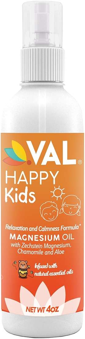 VAL Kids Magnesium Oil Spray – Natural Bedtime Calm & Mood Support | Zechstein Magnesium, Chamomile & Aloe | No Itch | Fast-Absorbing | Made in USA | 4oz - Image 1