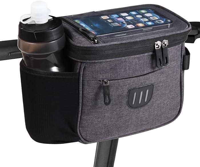 JXLHZLF Bike Handlebar Bag,Large Bicycle Front Storage Pouch Bag,6.5 inch Transparent Pouch with Shoulder Strap - Image 1