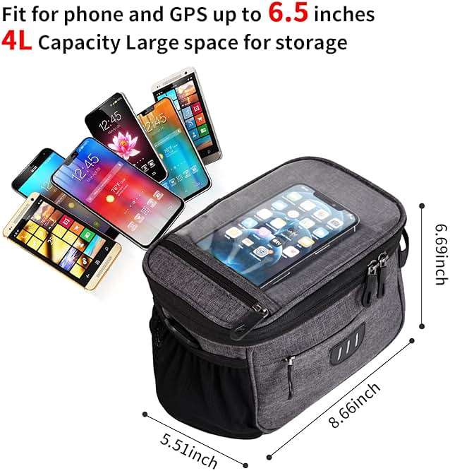 JXLHZLF Bike Handlebar Bag,Large Bicycle Front Storage Pouch Bag,6.5 inch Transparent Pouch with Shoulder Strap - Image 5