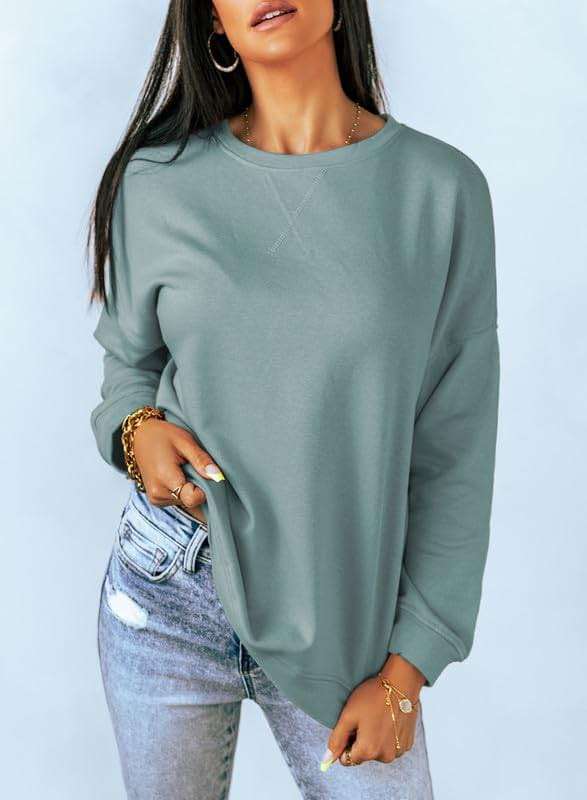 Dokotoo Women's Casual Crew Neck Sweatshirt Loose Soft Long Sleeve Pullover Tops - Image 2