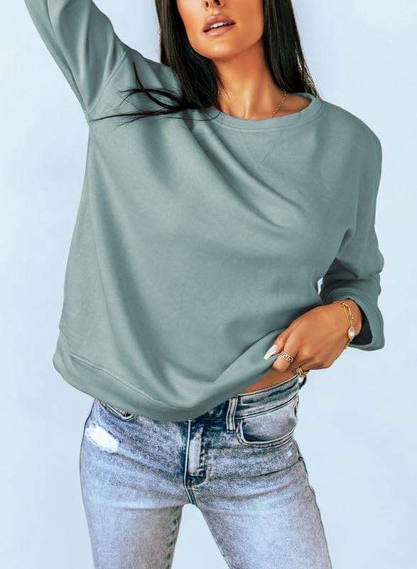 Dokotoo Women's Casual Crew Neck Sweatshirt Loose Soft Long Sleeve Pullover Tops - Image 3