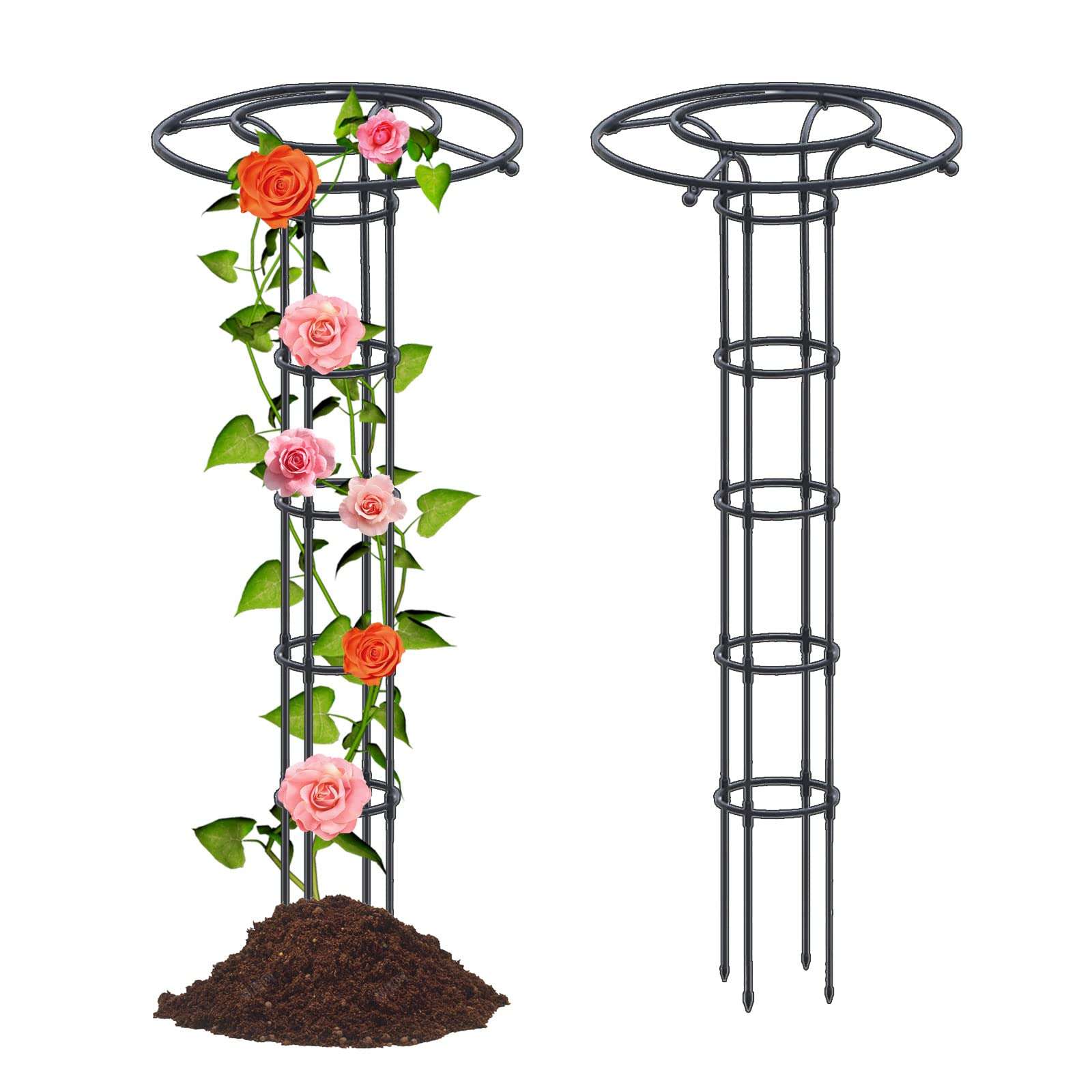 Garden Obelisk Trellis for Climbing Plants, 70.9inch Decorative Vertical Metal Umbrella Trellis Tower Frame Outdoor Flower Support Cage Climbing Stand Rack for Vines Rose - Image 1