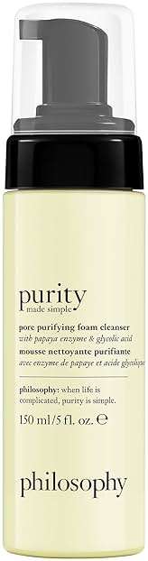 philosophy purity made simple pore purifying foaming facial cleanser - with papaya enzyme & glycolic acid - face wash removes dirt and impurities from pores - 5 fl oz - Image 1