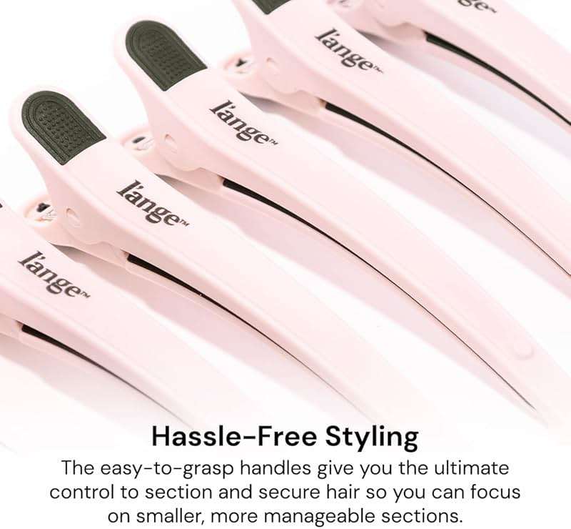 L'ANGE HAIR Rubber Sectioning Hair Clips | Narrow-Tipped Design | For Parting & Sectioning Hair | Easy Grip Handles | Professional Styling Results | 6-Pack (Blush) - Image 2