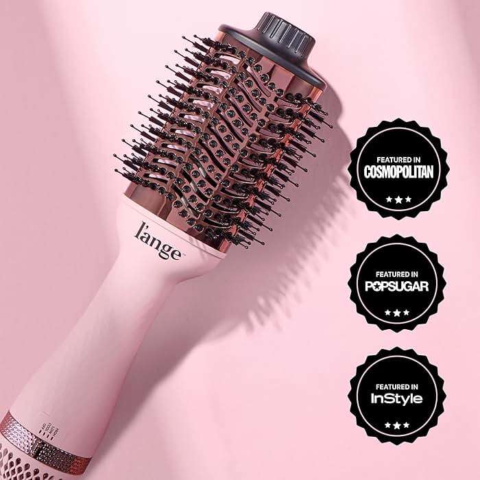 L'ANGE HAIR Le Volume 2-in-1 Titanium Blow Dryer Brush | Frizz Control Blowout Hair Dryer Brush For Drying And Straightening | Volumizing Hot Air Styler For All Hairstyles | Oval Barrel | Blush - 60mm - Image 7