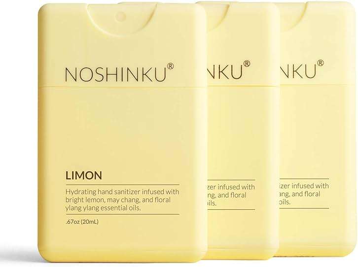 Noshinku - Refillable Hand Sanitizer Limon 3-Pack, Travel Size Spray with Hydrating Botanical Oils, Natural Ingredients, All Natural Fragrances, Sugarcane Derived Alcohol, No Parabens, No Dyes - Image 1